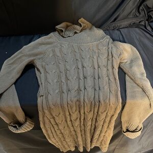 Women's Cable Knit Turtleneck Sweater dress-Calvin Klein size L-#527